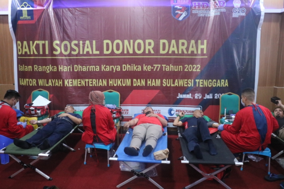 Sambut Hari Dharma Karya Dhika, Kanwil Kemenkumham Sultra Laksanakan Kegiatan Donor Darah